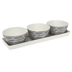 DECOGREEN - Set 3 Bowls Con Bandeja Rayas