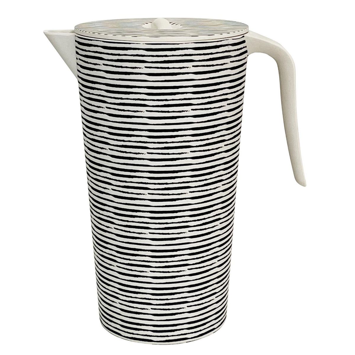 DECOGREEN - Jarron de Bambú 1.4 l Rayas Blanco/negro