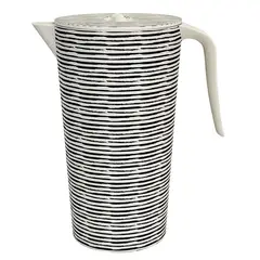 DECOGREEN - Jarron de Bambú 1.4 l Rayas Blanco/negro