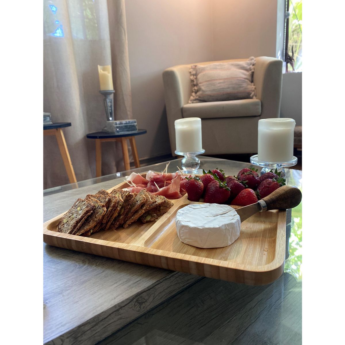 DECOGREEN - Tabla Picoteo Aperitivo de Bambú 30x2 cm Natural