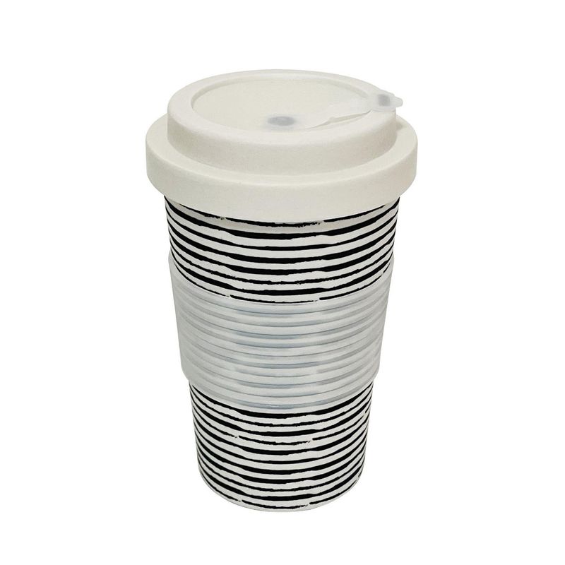 DECOGREEN - Mug 400 ml Fibra de Bambú Rayas Blanco