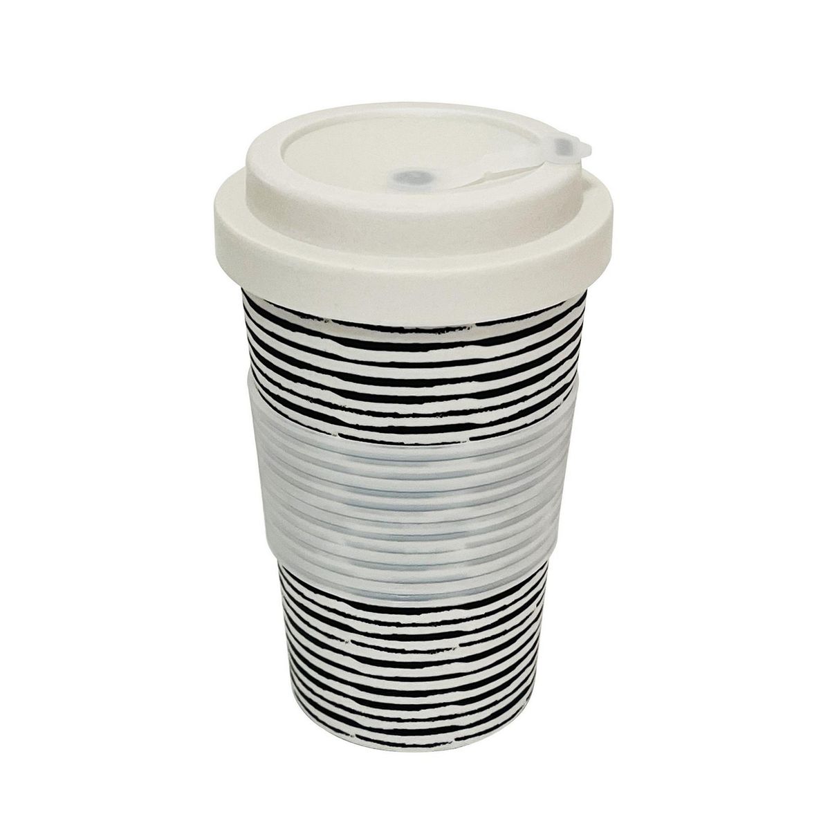 DECOGREEN - Mug 400 ml Fibra de Bambú Rayas Blanco 