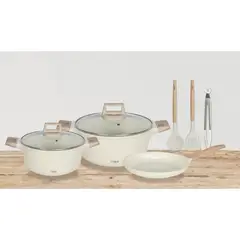 KEEP - Batería de Cocina 8 Piezas Aluminio fundido Nude Beige