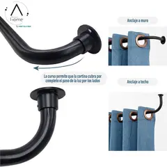 METALHSA - Set Barra de Cortina Simple Extensible 120-210 cm Muro o Techo de Fierro
