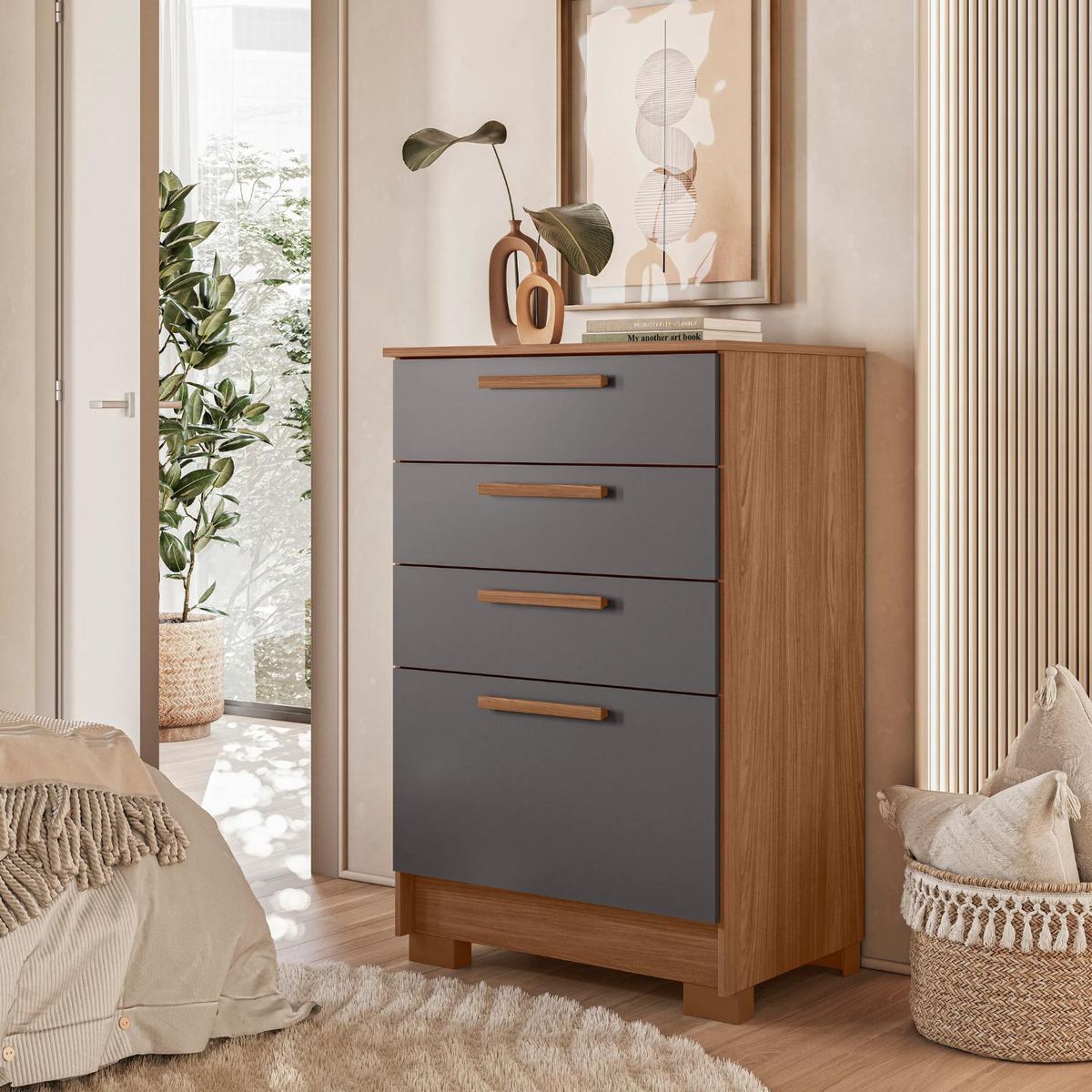 ONESSTA - Cómoda 4 Cajón(es) Aruba 4C 66.3x104x42.3 cm Grafito