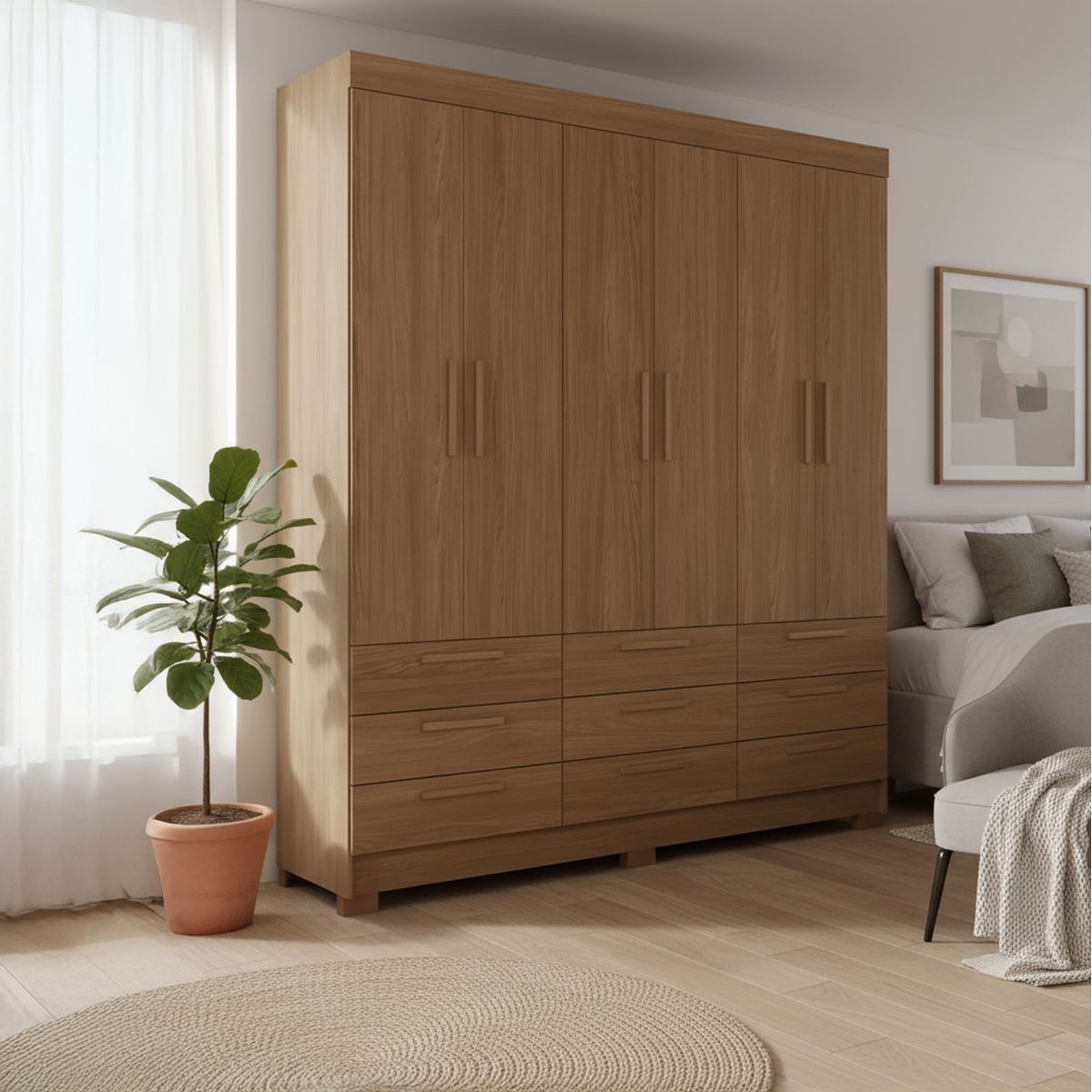 ONESSTA - Closet 6 Puerta(s) 9 Cajón(es) 5 Repisa(s) 194.4x214x46 cm Jatoba