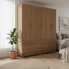 ONESSTA - Closet 6 Puerta(s) 9 Cajón(es) 5 Repisa(s) 194.4x214x46 cm Jatoba