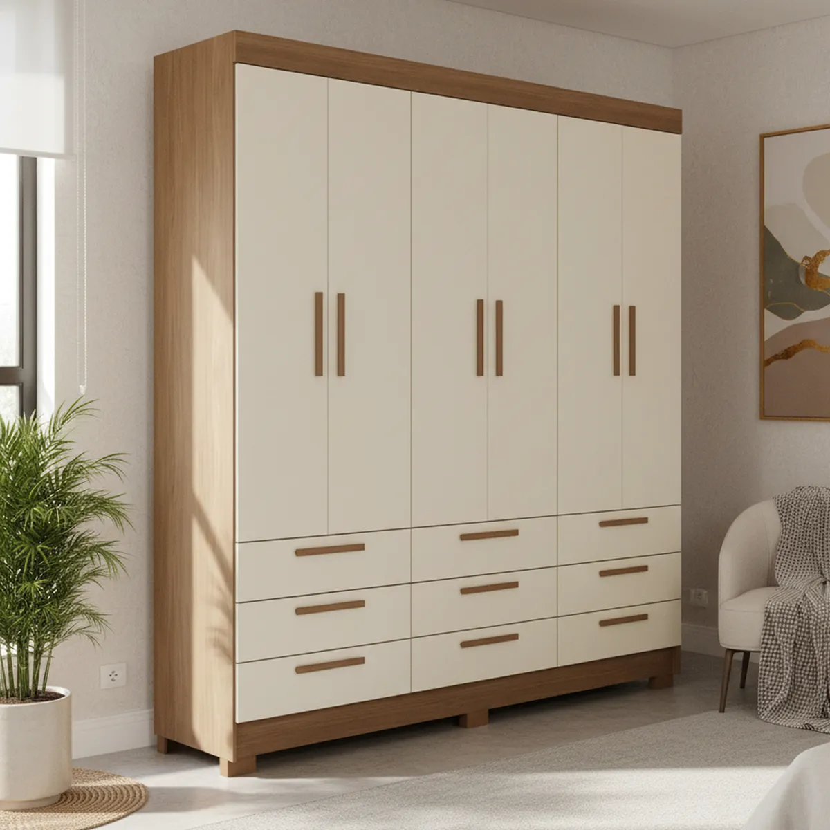 ONESSTA - Closet 6 Puerta(s) 9 Cajón(es) 5 Repisa(s) 194.4x214x46 cm Arena