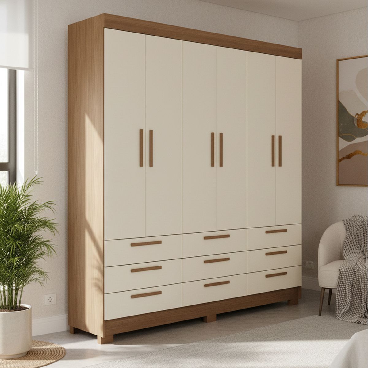 ONESSTA - Closet 6 Puerta(s) 9 Cajón(es) 5 Repisa(s) 194.4x214x46 cm Arena