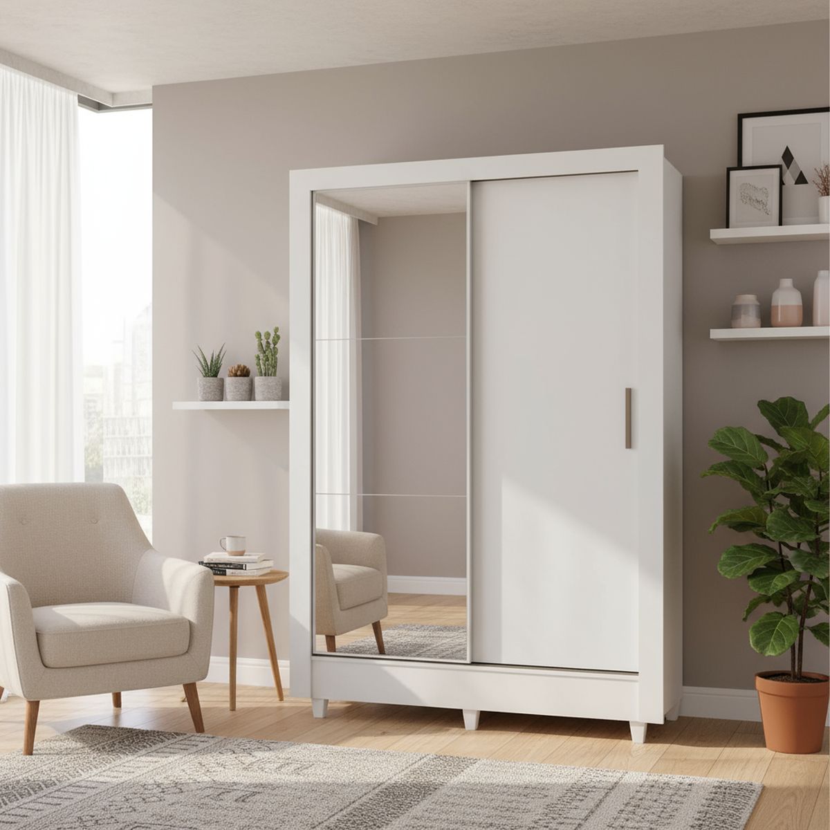 ONESSTA - Closet 2 Puerta(s) 2 Cajón(es) 4 Repisa(s) 118x191x46 cm Blanco