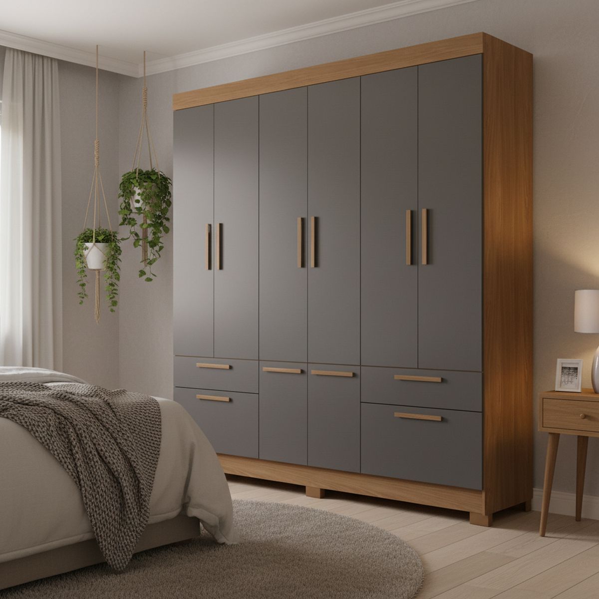 ONESSTA - Closet 8 Puerta(s) 4 Cajón(es) 8 Repisa(s) 194.4x214x46 cm Grafito