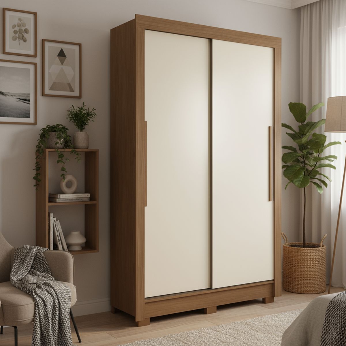 ONESSTA - Closet 2 Puerta(s) 2 Cajón(es) 4 Repisa(s) 140x214x49 cm Arena