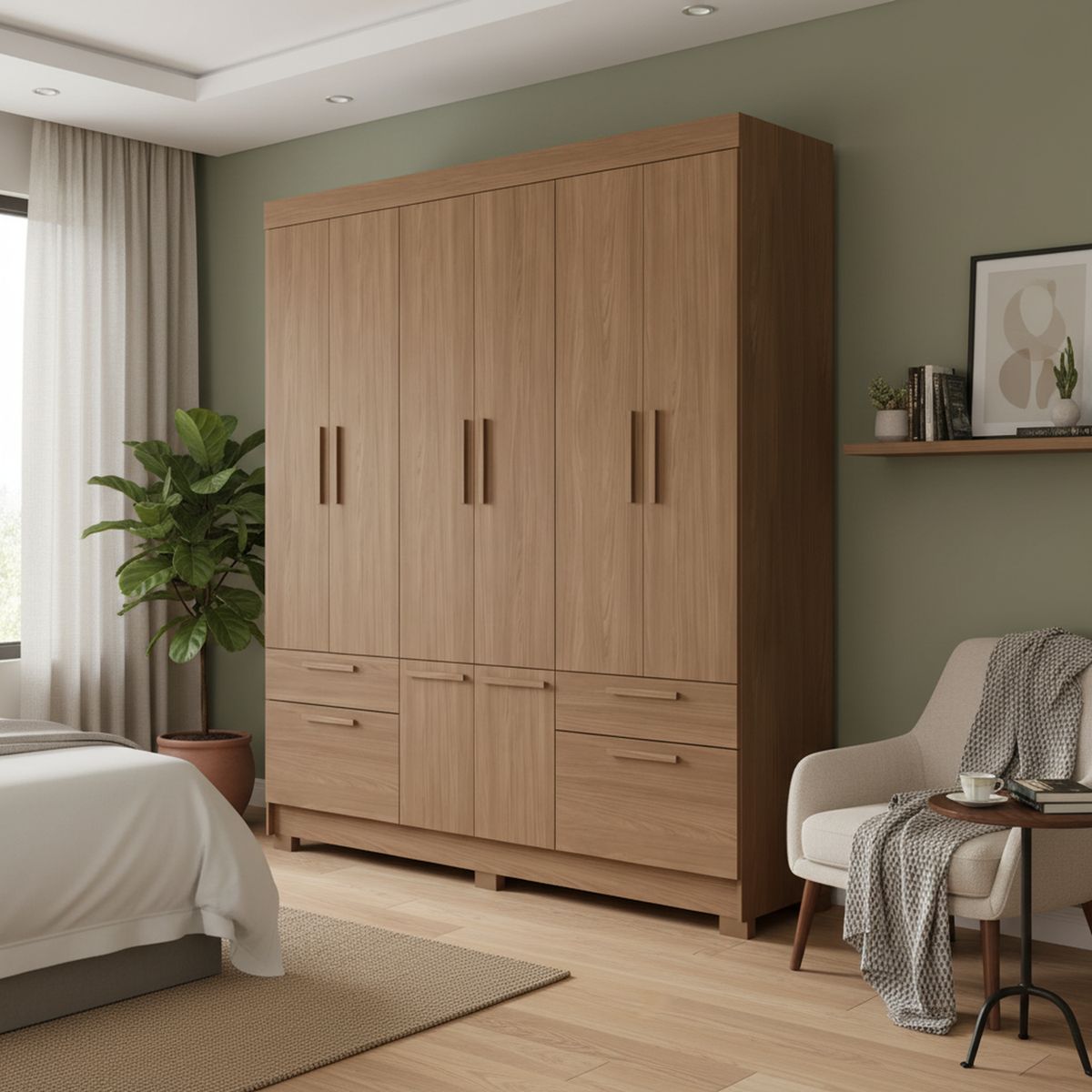 ONESSTA - Closet 8 Puerta(s) 4 Cajón(es) 8 Repisa(s) 194.4x214x46 cm Jatoba