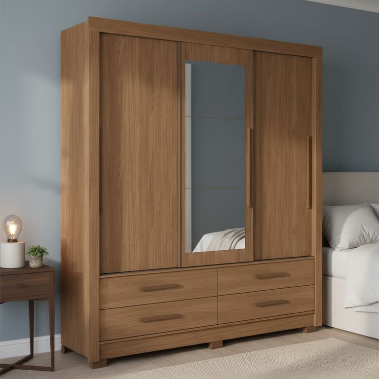 Closet 3 Puerta(s) 2 Cajón(es) 6 Repisa(s) 204x214x49 cm Jatoba