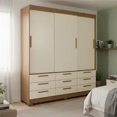ONESSTA - Closet 3 Puerta(s) 9 Cajón(es) 5 Repisa(s) 194.4x214x46 cm Madera Natural