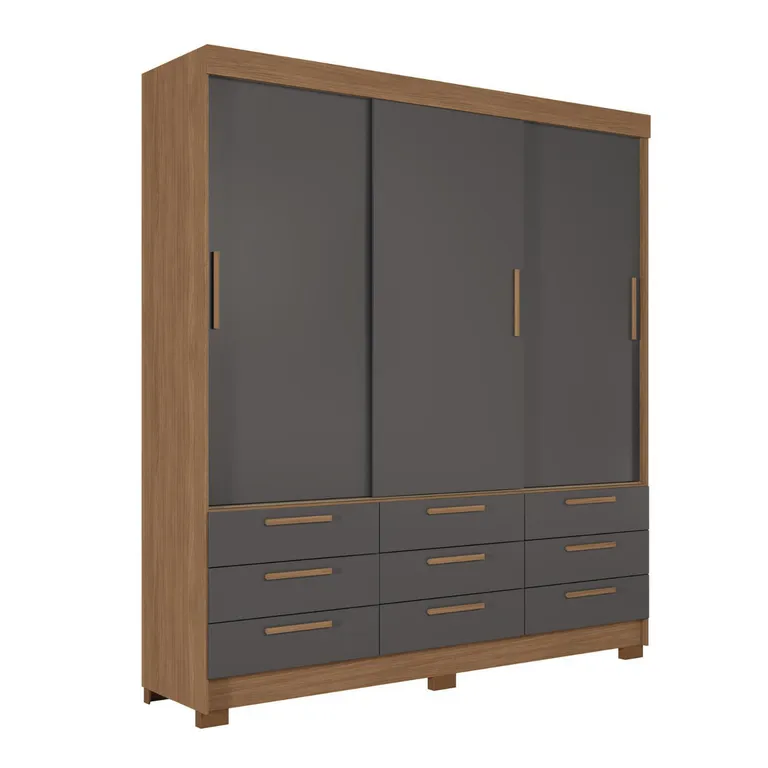 Closet 3 Puerta(s) 9 Cajón(es) 5 Repisa(s) 194.4x214x46 cm Gris