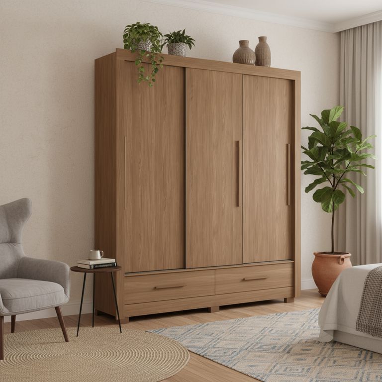 Closet 3 Puerta(s) 2 Cajón(es) 6 Repisa(s) 204x214x49 cm Jatoba