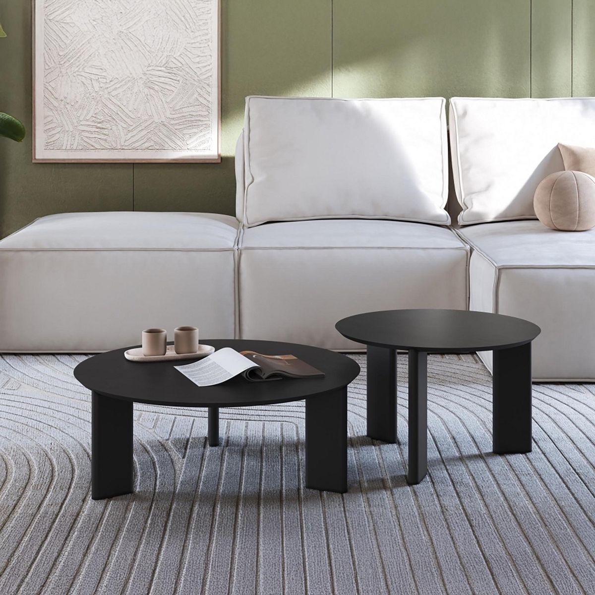 DECOCASA - Kit mesas Alice Negro 80x80x30 cm