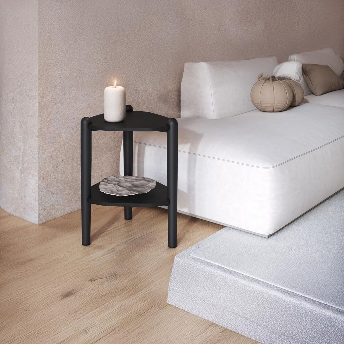 DECOCASA - Mesa lateral Giorgia Negro 44.6x41.8x54 cm