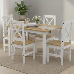 VEKKAHOME - Juego de comedor Lucia 4 Sillas Mesa Rectangular 110x80x75 cm Café