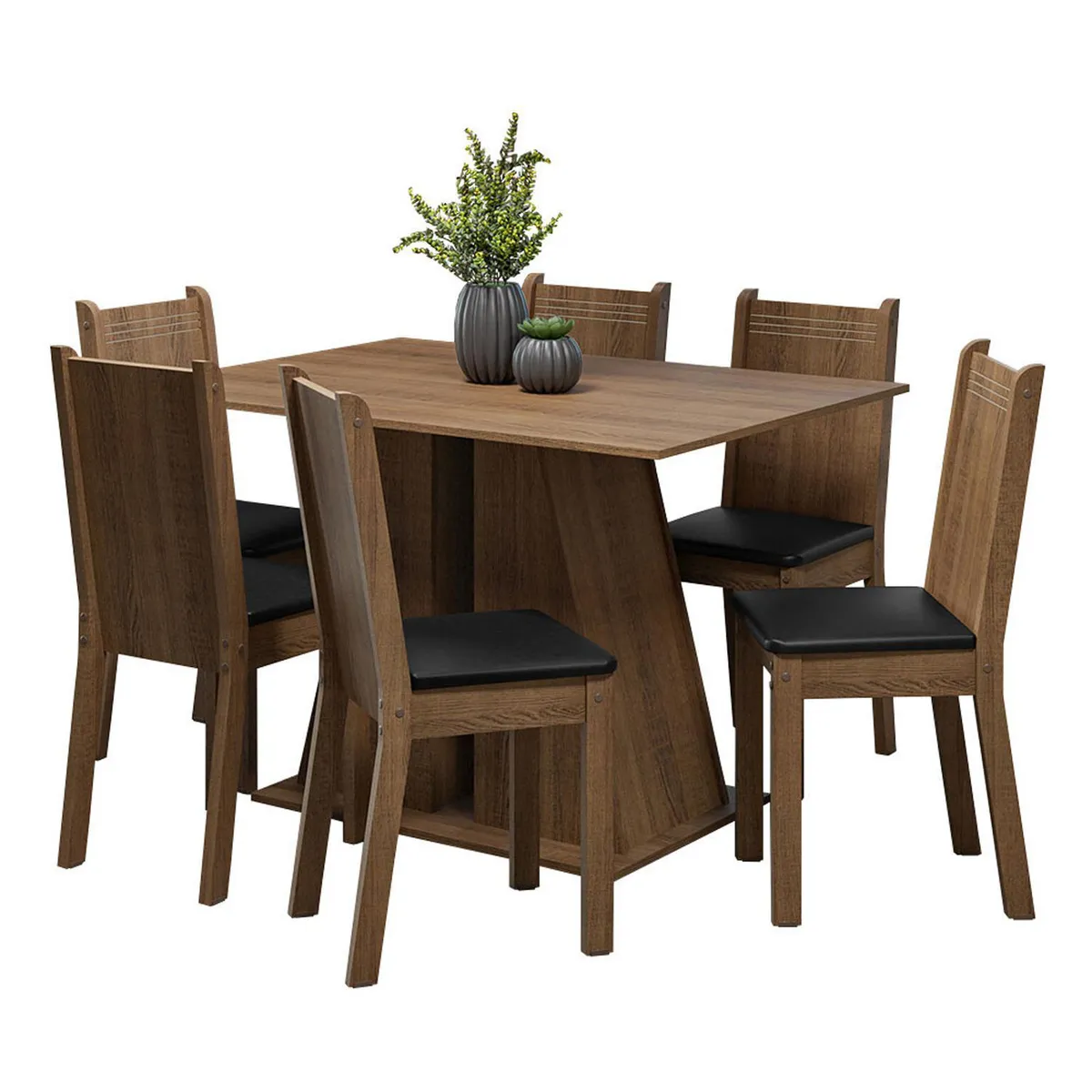 VEKKAHOME - Juego de comedor Angelo Luz 6 Sillas Mesa Rectangular 120x90x78 cm Café