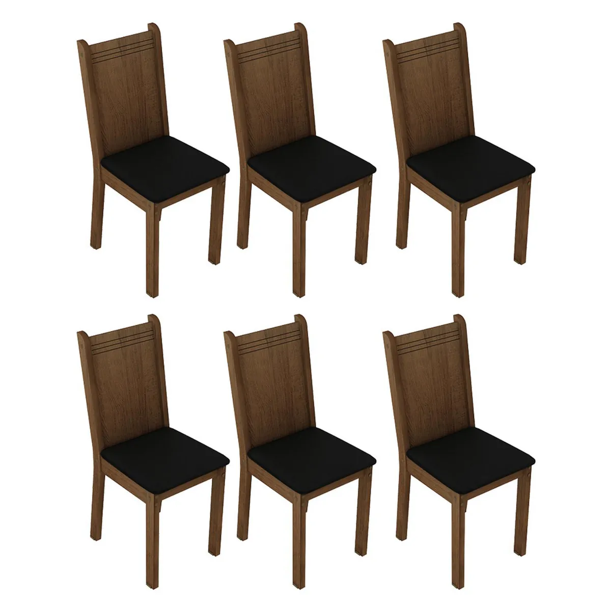 VEKKAHOME - Juego de comedor Angelo Luz 6 Sillas Mesa Rectangular 120x90x78 cm Café