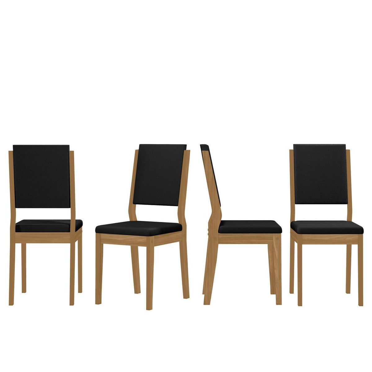 VEKKAHOME - Juego de comedor Fer Carol 6 Sillas Mesa Rectangular 160x90x80 cm Negro