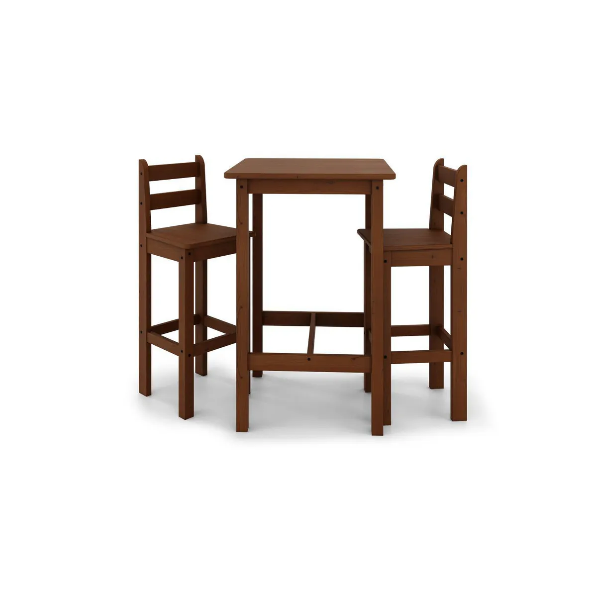 VEKKAHOME - Juego de comedor Alto Bar 2 Sillas Mesa Cuadrada 70x102,6x70 cm Café