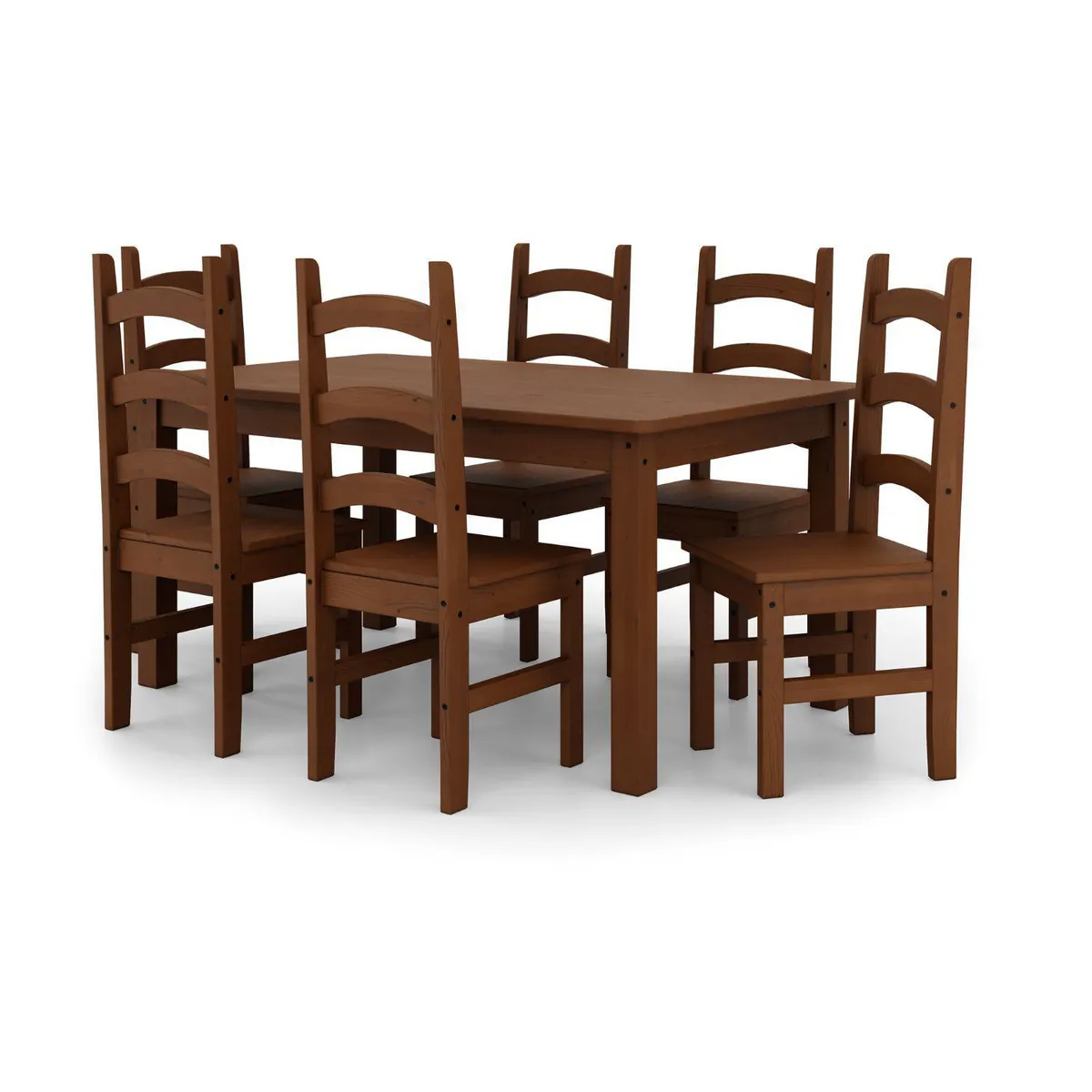 VEKKAHOME - Juego de comedor Italia 6 Sillas Mesa Rectangular 160x90x75,5 cm Café
