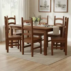 VEKKAHOME - Juego de comedor Italia 6 Sillas Mesa Rectangular 160x90x75,5 cm Café