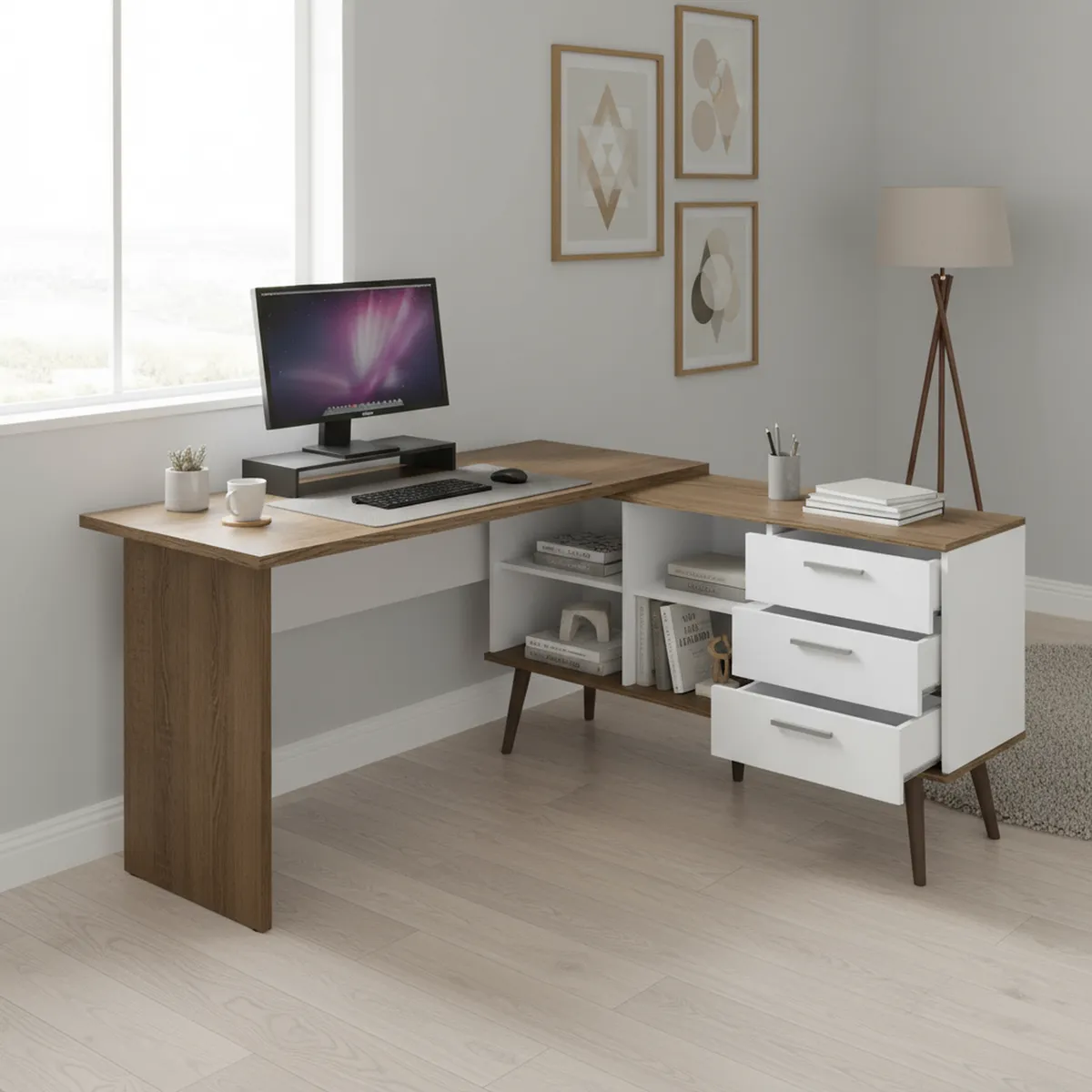 VEKKAHOME - Escritorio Lisboa Café 152x74x60 cm
