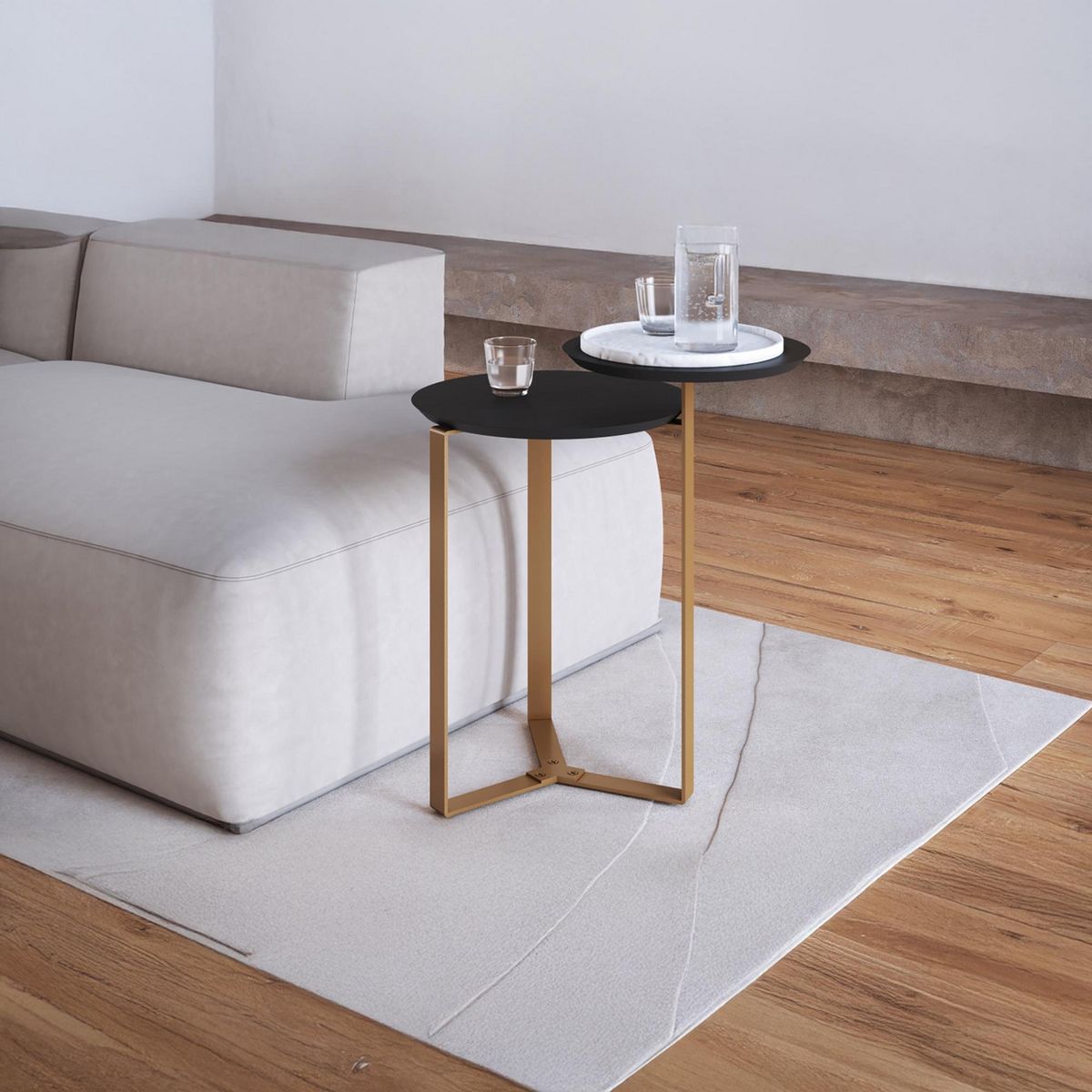 DECOCASA - Mesa lateral Domenica Negro 45.8x55.1x43.9 cm