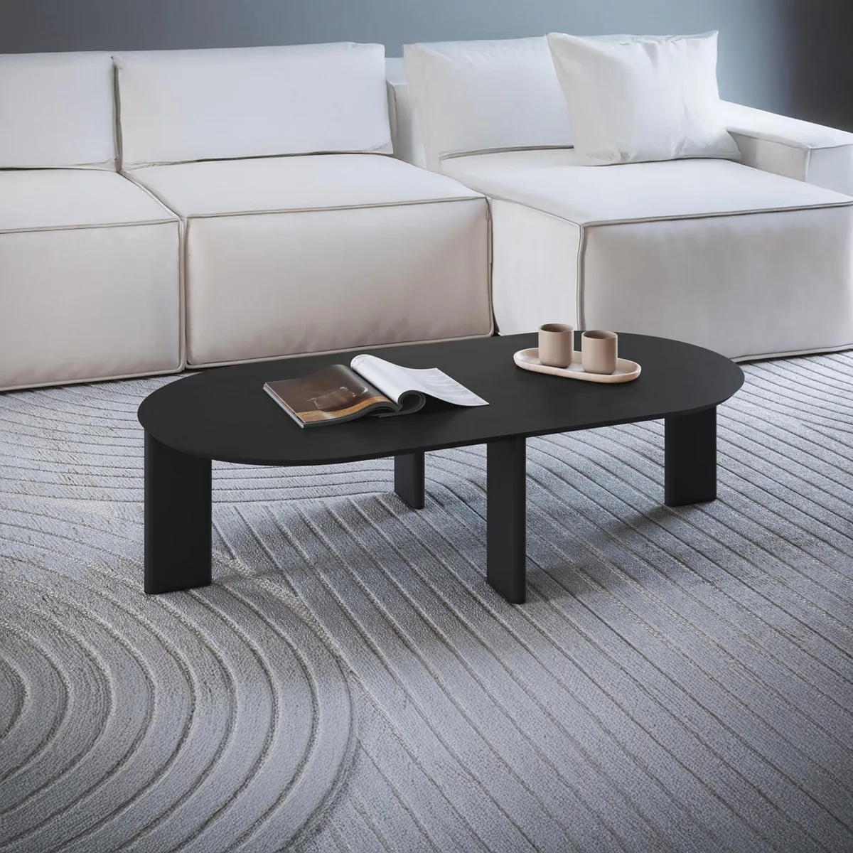 DECOCASA - Mesa de centro Alice Negro 60x120x30 cm