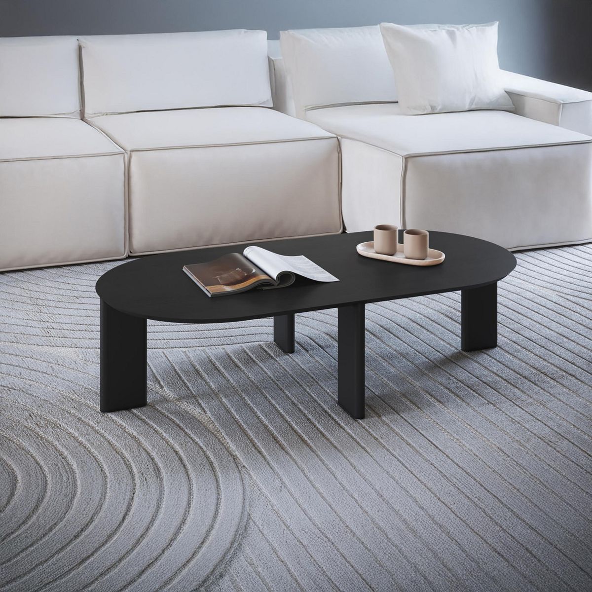 DECOCASA - Mesa de centro Alice Negro 60x120x30 cm