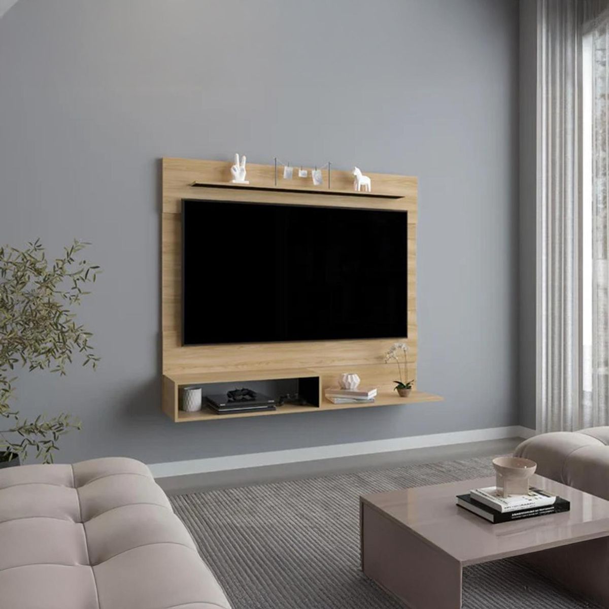 TUHOME - Panel TV 55 " Beijing Duna y blanco 140x120x31.5 cm