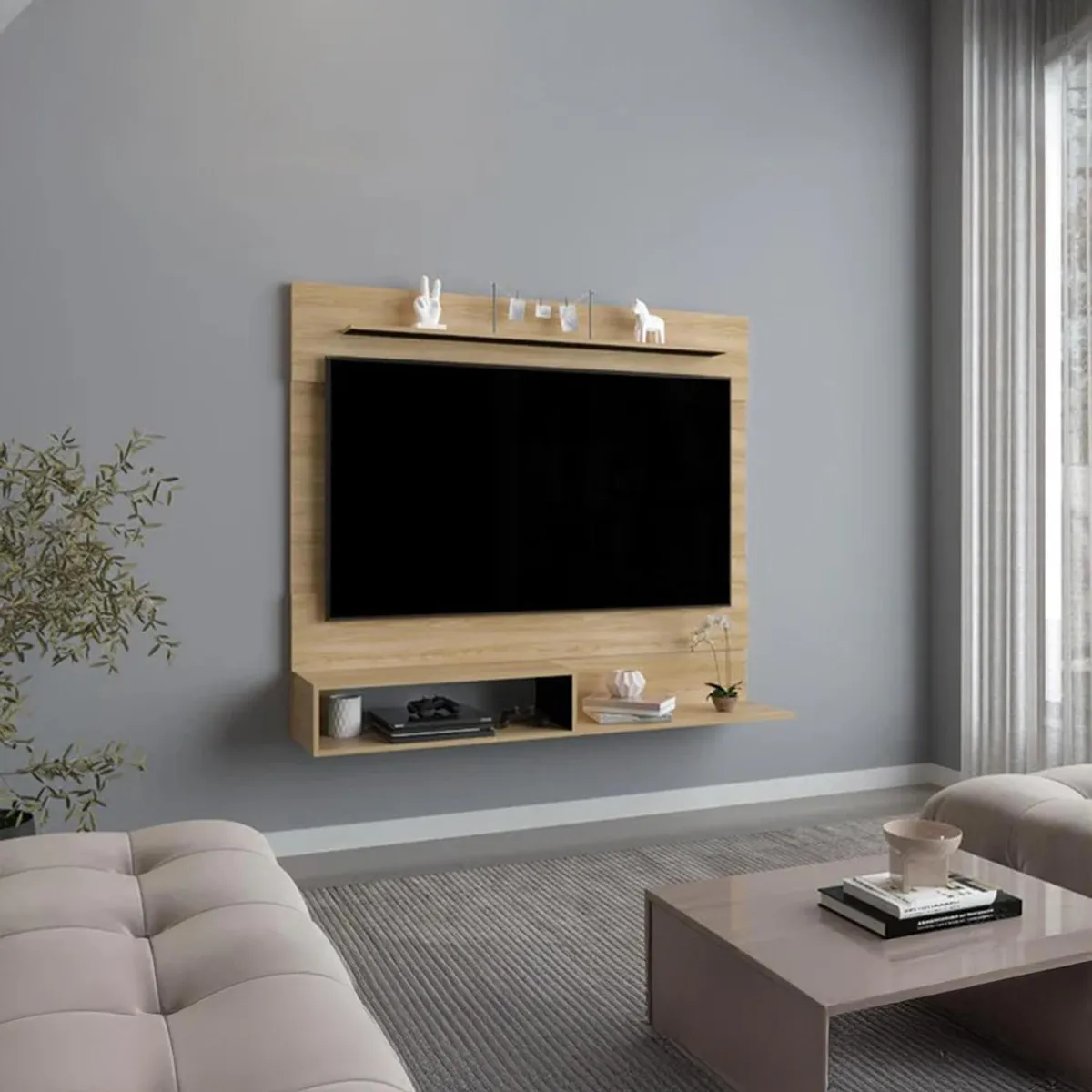 TUHOME - Panel TV 55 " Beijing Duna y blanco 140x120x31.5 cm
