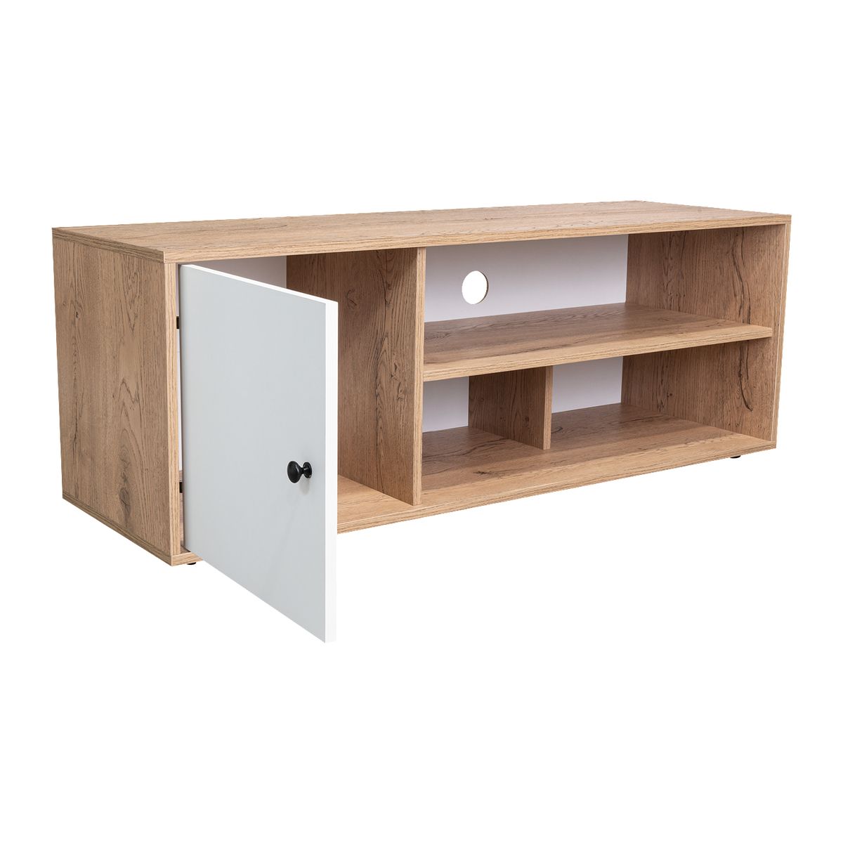TUHOME - Rack TV 55 " Noah Macadamia y blanco 120x44x40 cm