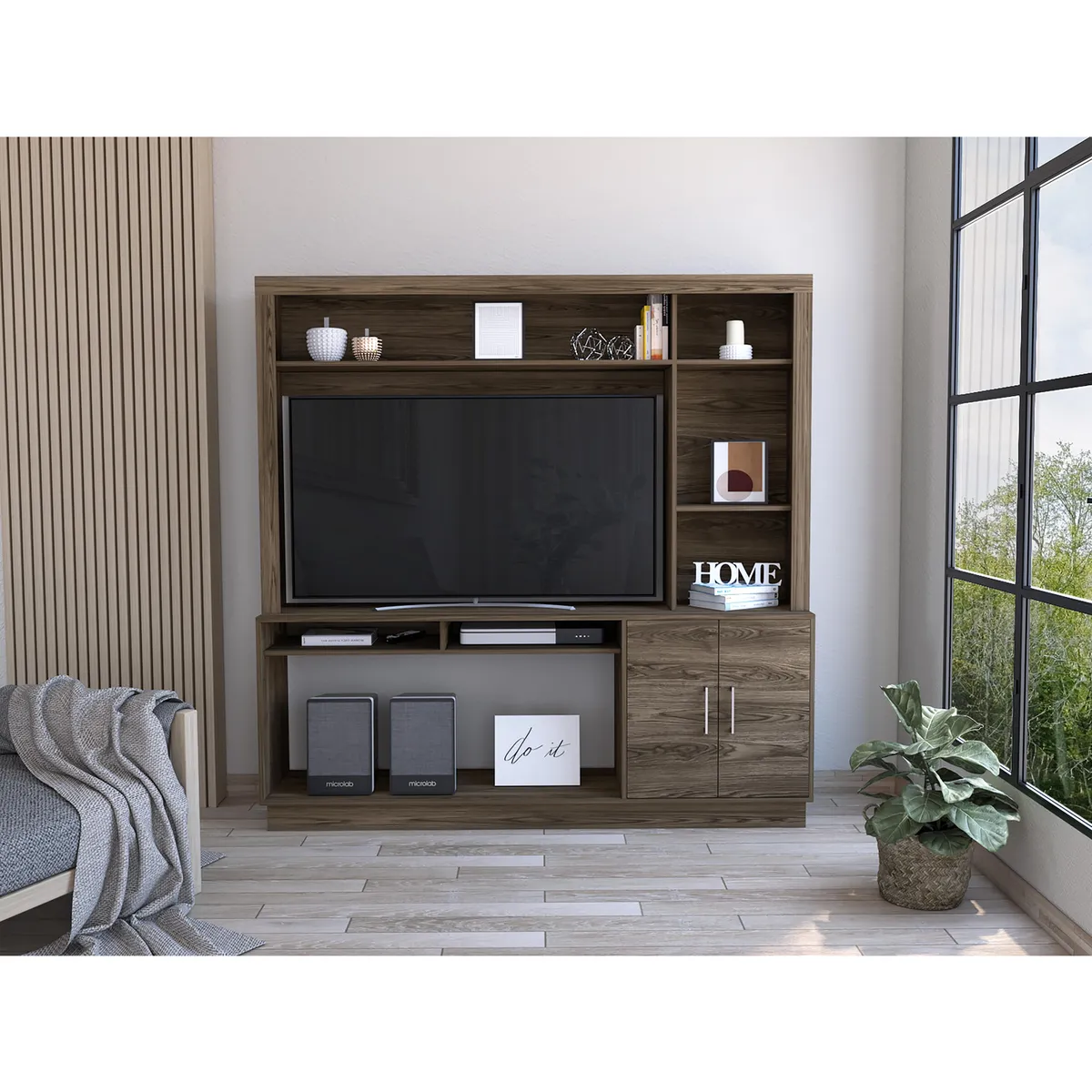 TUHOME - Estante TV 55 " Cantabria COÑAC 180x180x40 cm