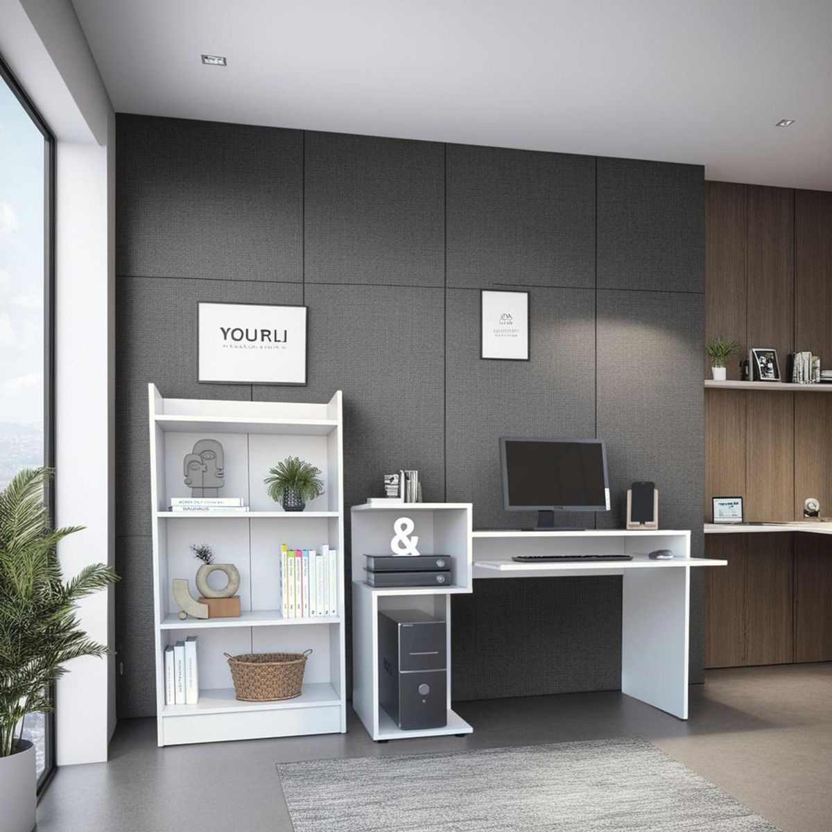 TUHOME - Escritorio Atlanter Blanco 120x120x46 cm