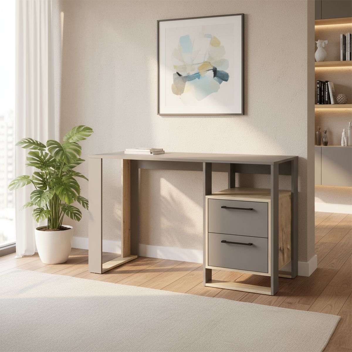 TUHOME - Escritorio Verlot Duna y taupe 120x75x52 cm