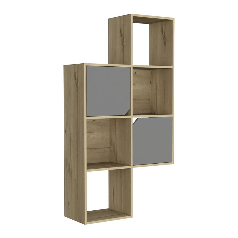 TUHOME - Biblioteca Muro Debanhi Aglomerado 7 Nivel(es) 75.1x142.4x30 cm Duna y gris