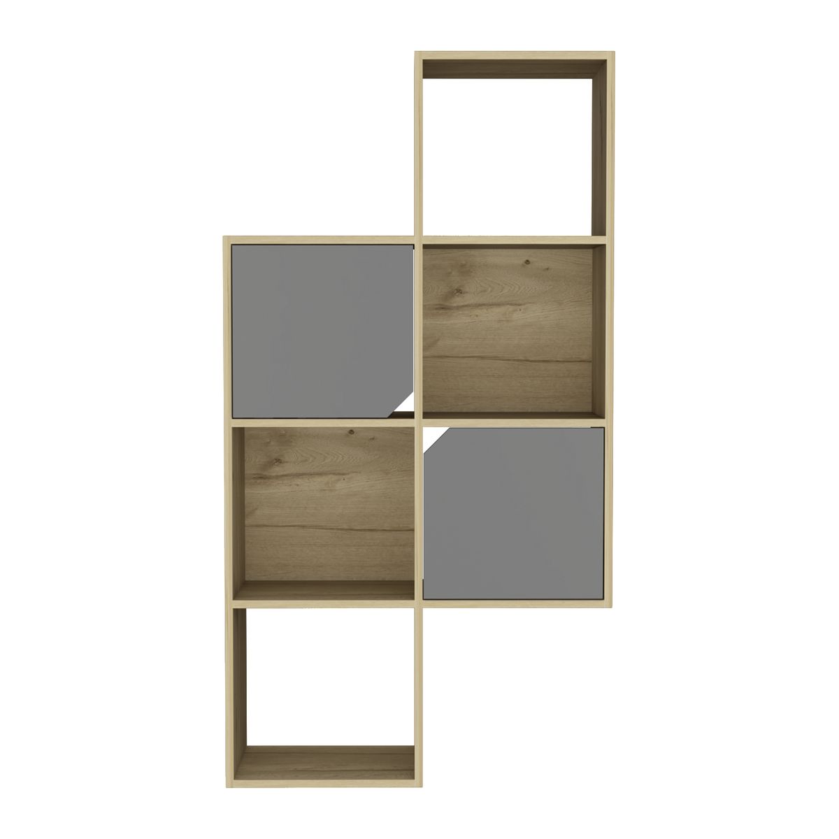 TUHOME - Biblioteca Muro Debanhi Aglomerado 7 Nivel(es) 75.1x142.4x30 cm Duna y gris