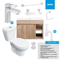Combo Mueble Baño/ Wc/Grifería/Accesorios Lille 70 Lenga