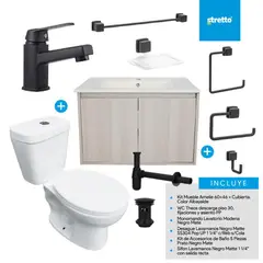 STRETTO - Combo Mueble Baño/ Wc/Grifería/Accesorios Amelie 60 Albayalde