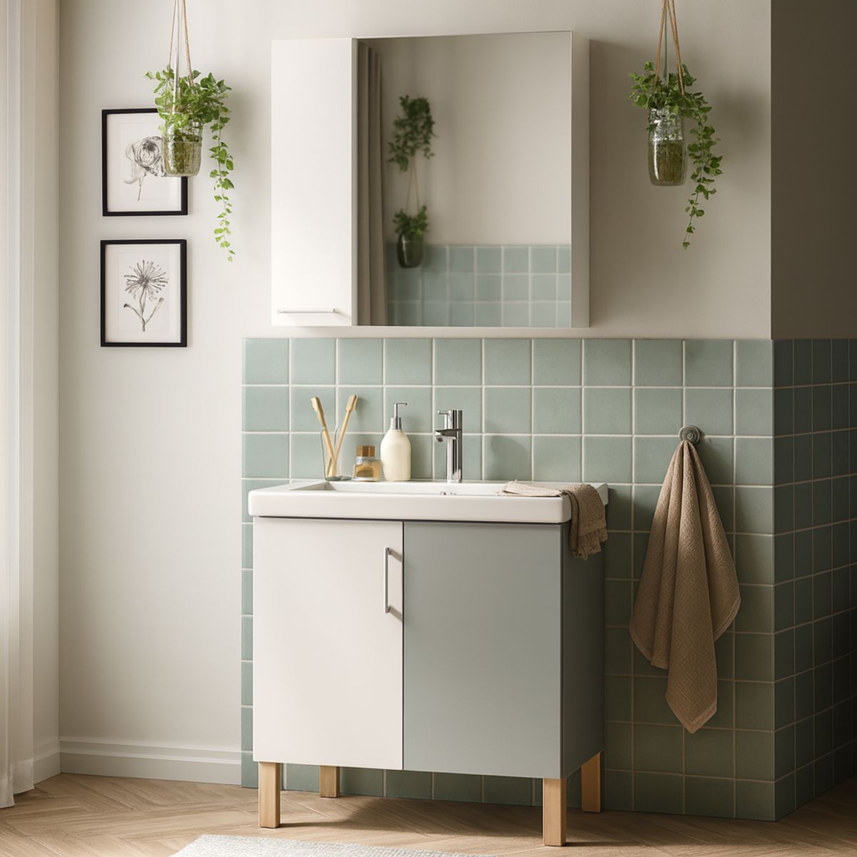 TUHOME - Botiquín Sines 2 puertas con espejo blanco