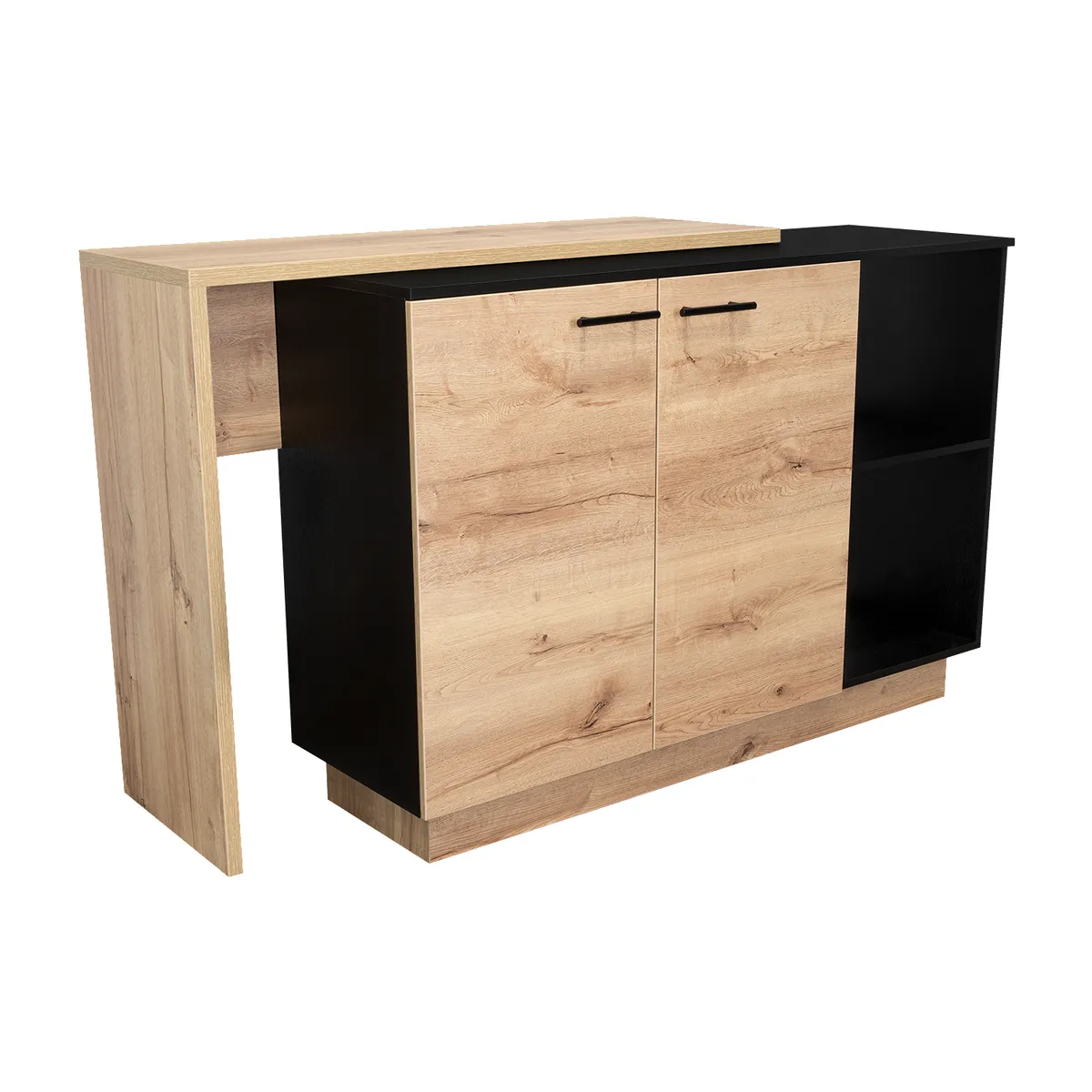 TUHOME - Isla de cocina Sicilia 2 puertas duna y wengue