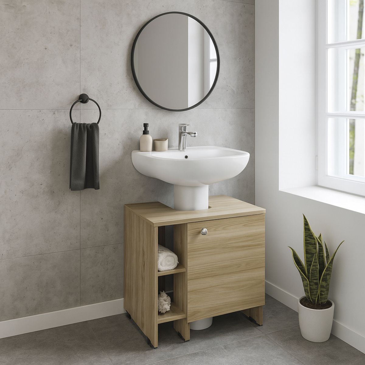 TUHOME - Mueble para lavamanos Basic Fresno Europeo 50.9x47x37.4 cm