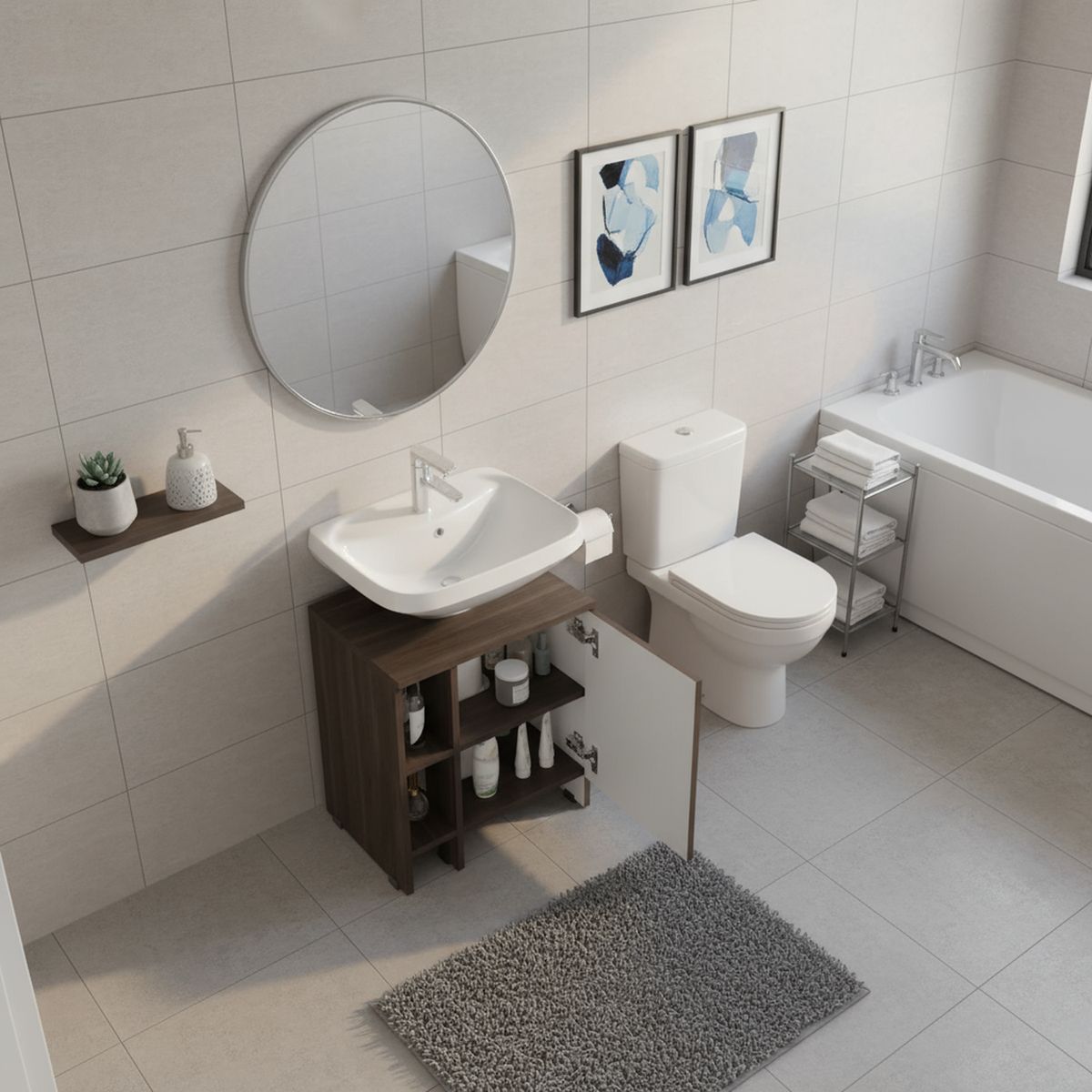 TUHOME - Mueble para lavamanos Basic Milan y blanco 50.9x47x37.4 cm