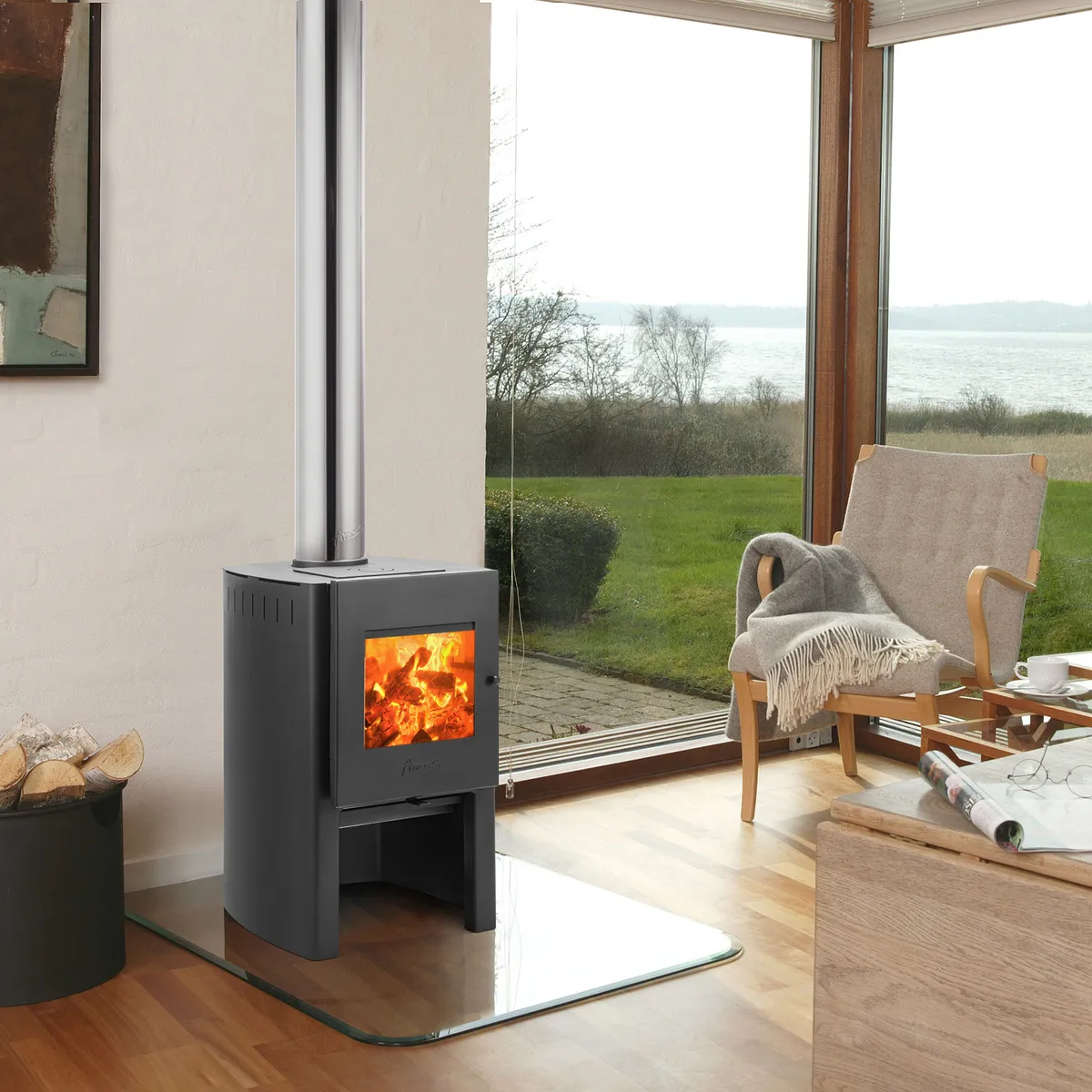 AMESTI - Estufa Leña Firelog 380 Gris