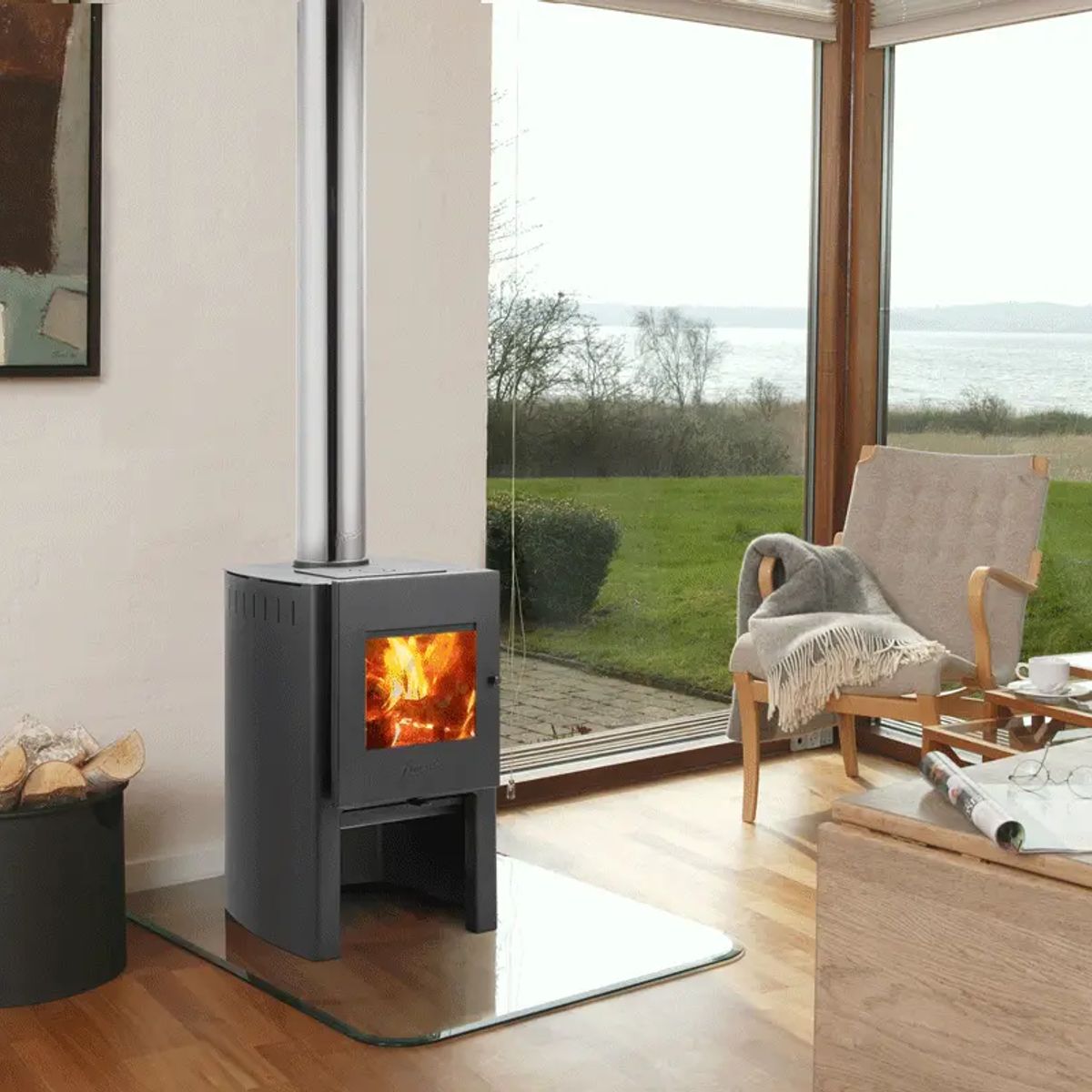 AMESTI - Estufa Leña Firelog 380 Gris